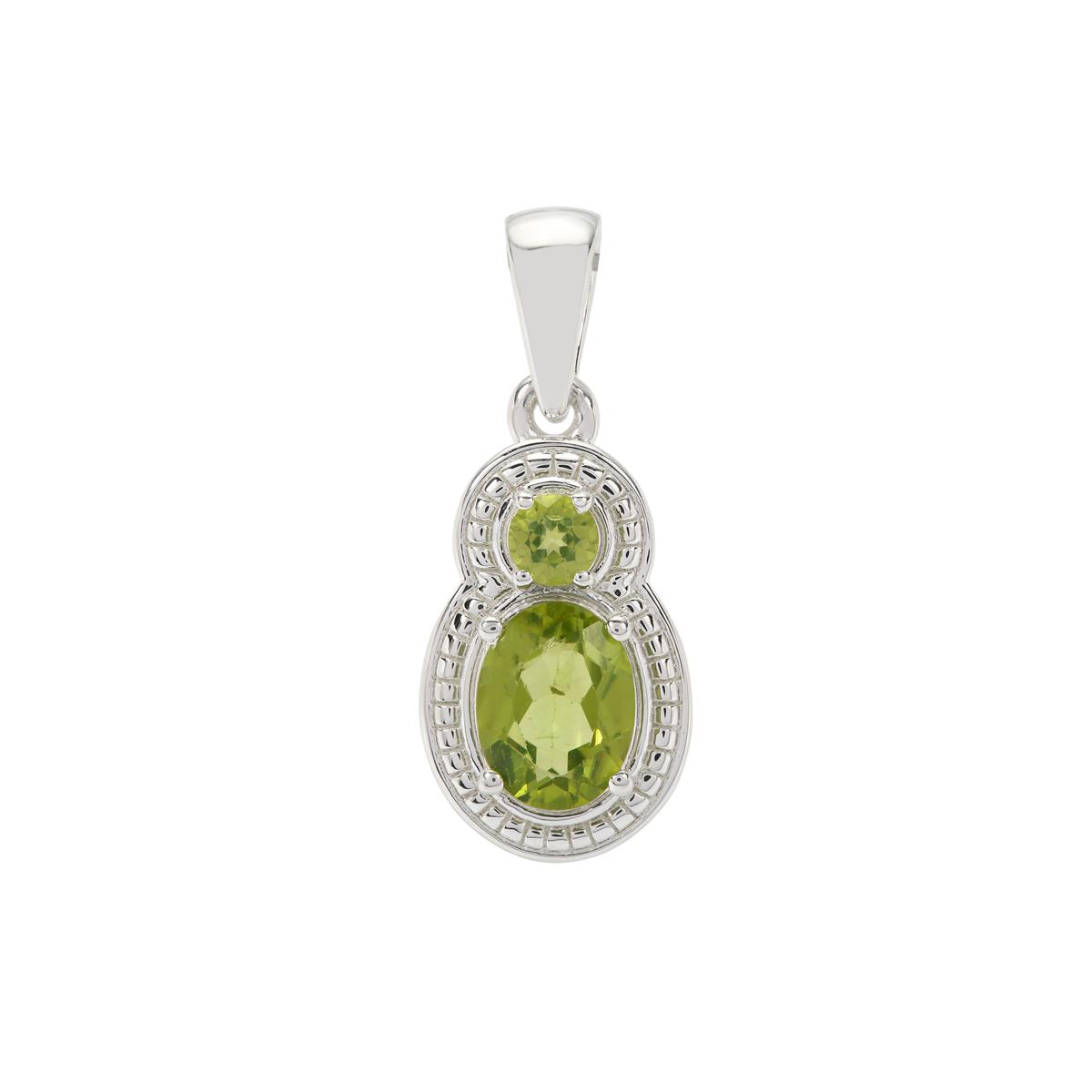 1.60cts AAA Jilin Peridot Sterling Silver Pendant