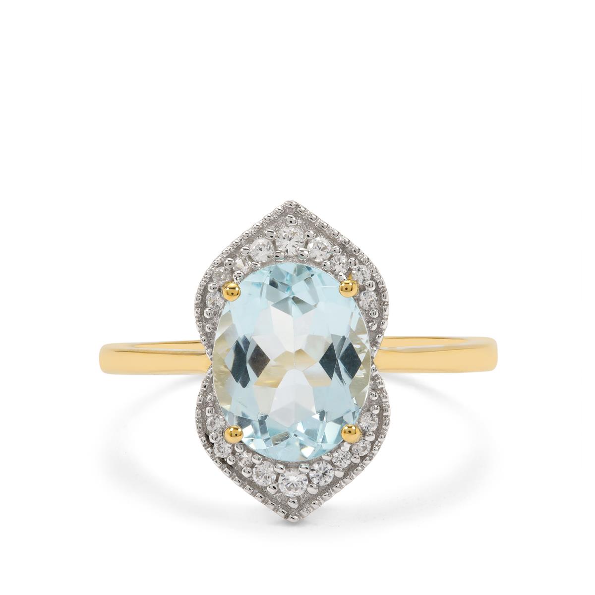 Natural Manakana Aquamarine White Zircon 9K Gold Ring ATGW 2.50cts Gemporia