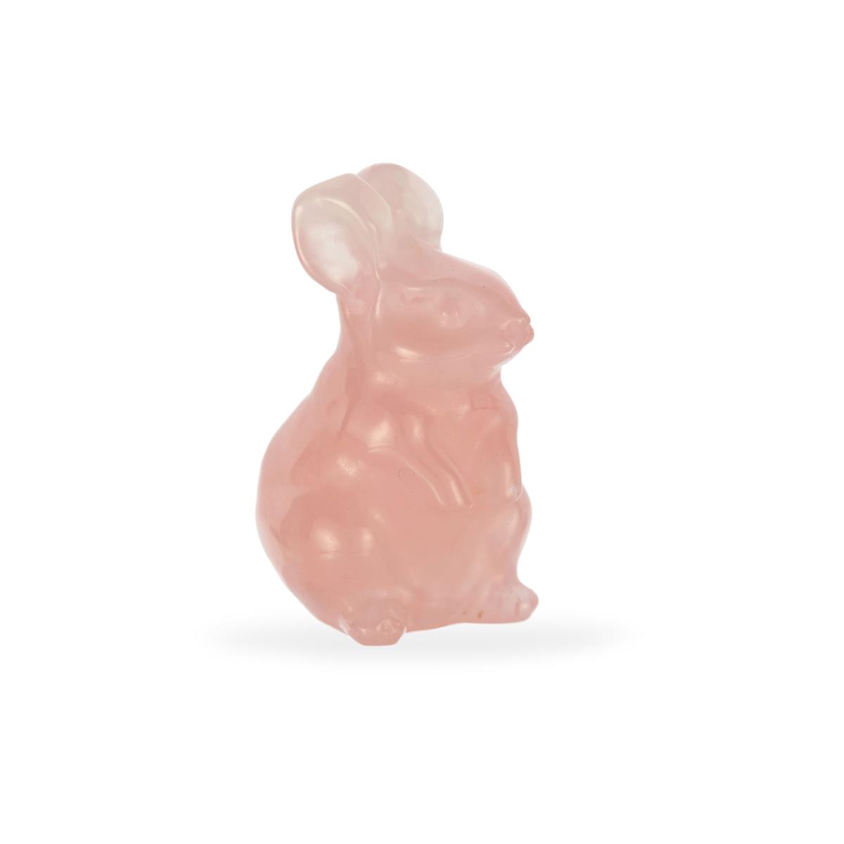 124.50cts Rose Quartz Rabbit Carving Gemporia