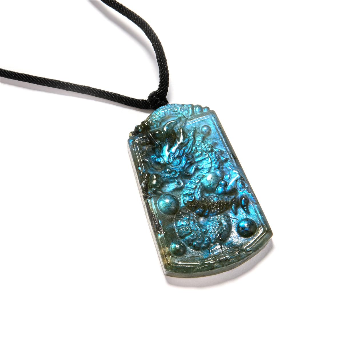 Labradorite Carved Dragon Rope Necklace 125.50cts | Gemporia