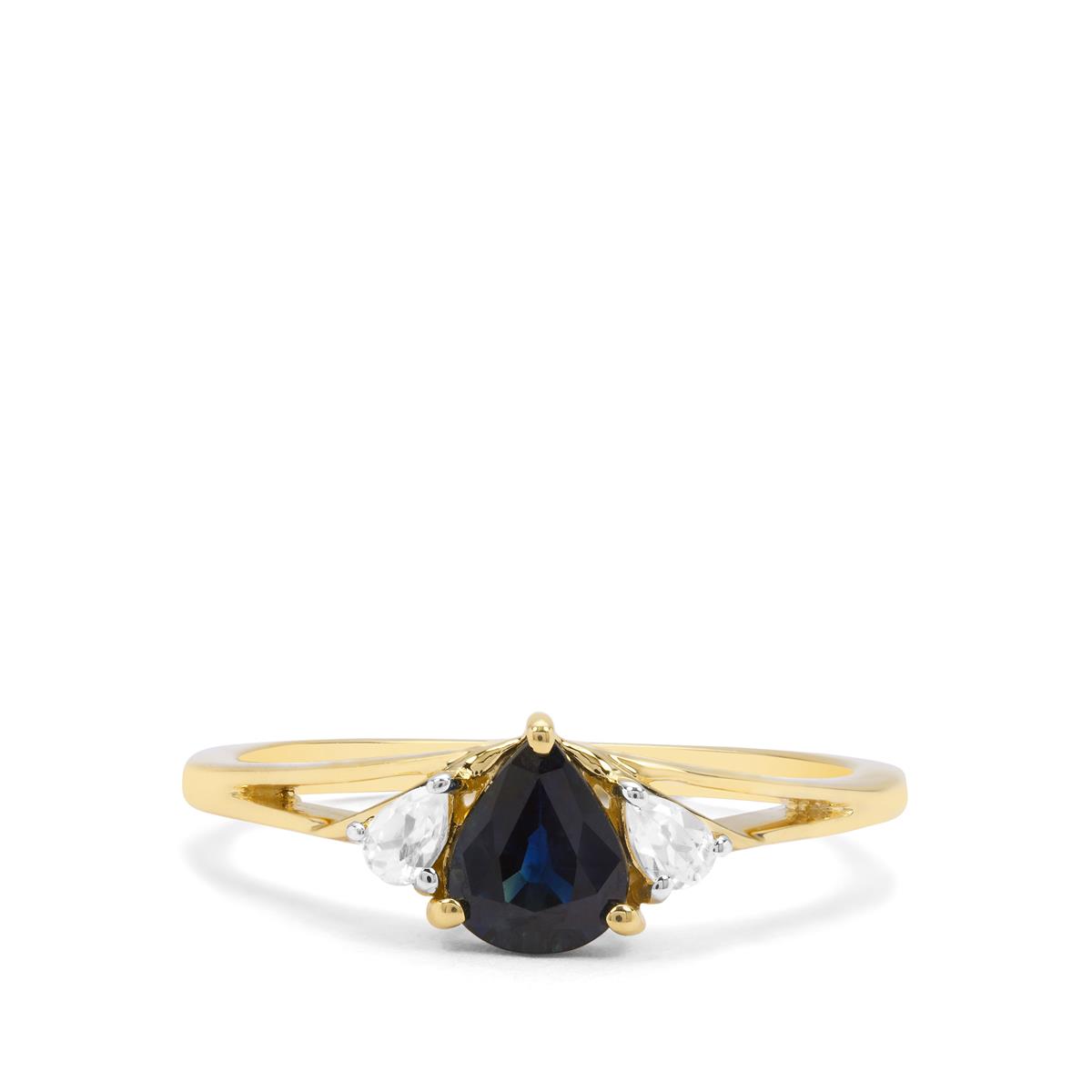 Gem Treasures 7.14ctw Australian Blue Sapphire & Zircon Triple Row Ring