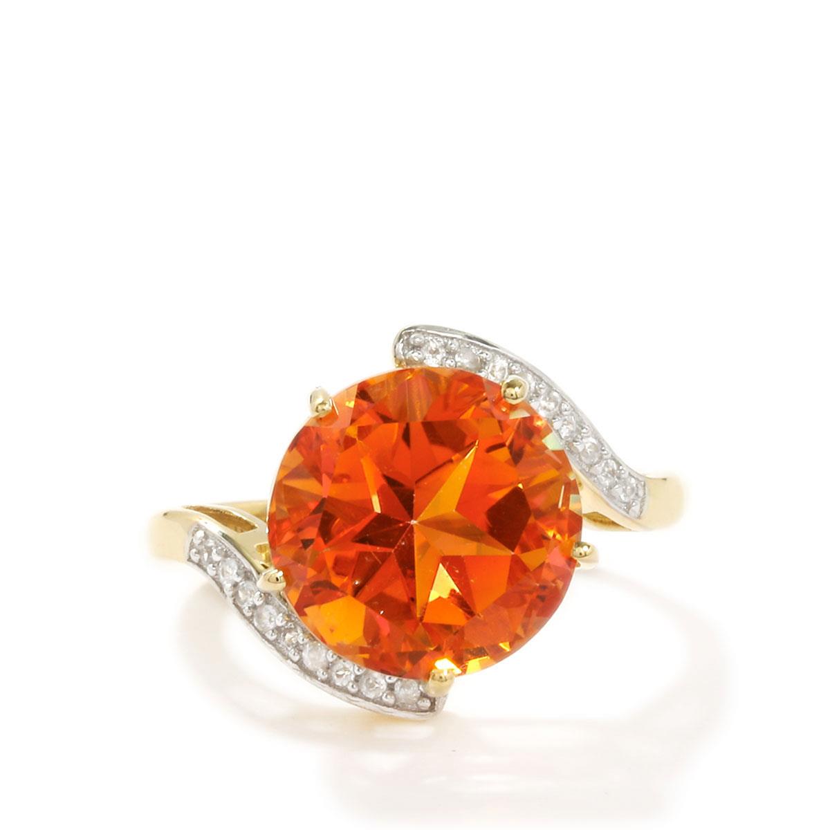 Padparadscha Quartz & White Zircon 9K Gold Ring ATGW 7.63cts | Gemporia