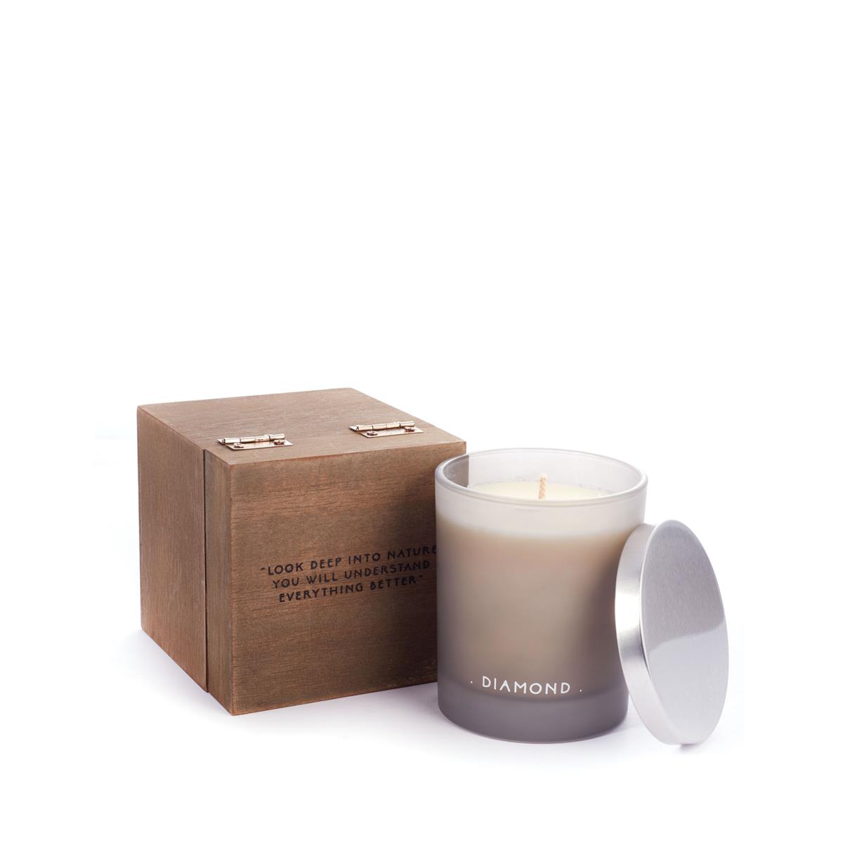 Birthstone Candle April Diamond Candle, Orris Fragrance with Rough