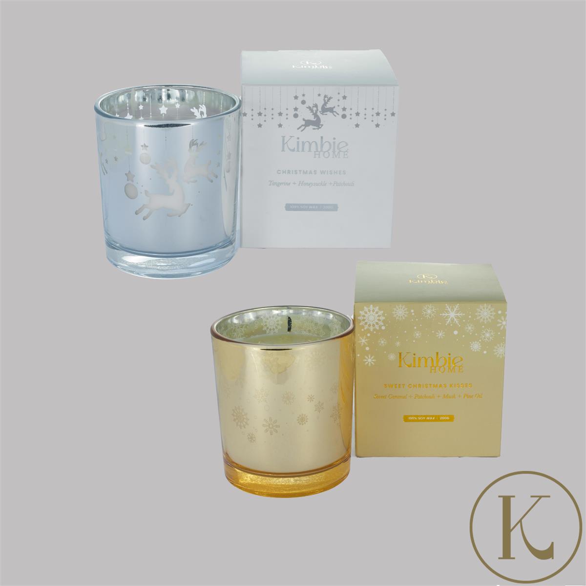 Kimbie Home Electroplated Christmas Candle 200gm Available in Gold or