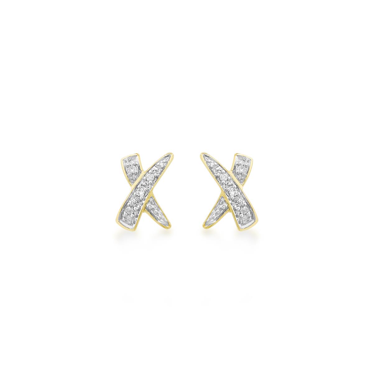 Diamond Cross Earrings in 9K Gold | Gemporia