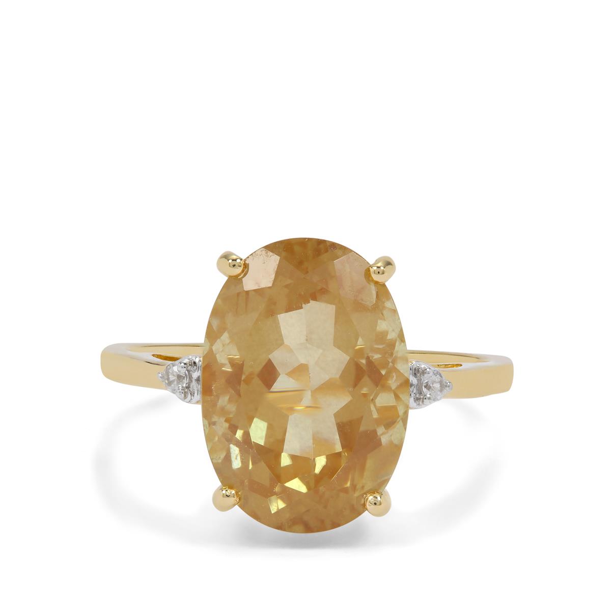 Guyang Sunstone & White Zircon 9K Gold Ring ATGW 5.80cts | Gemporia