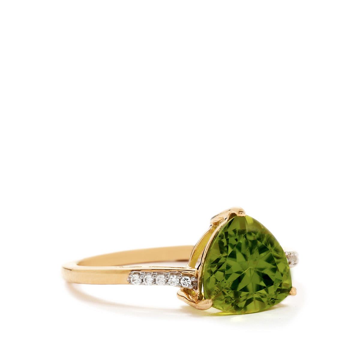 Changbai Peridot & White Zircon 9K Gold Ring ATGW 2.61cts Gemporia