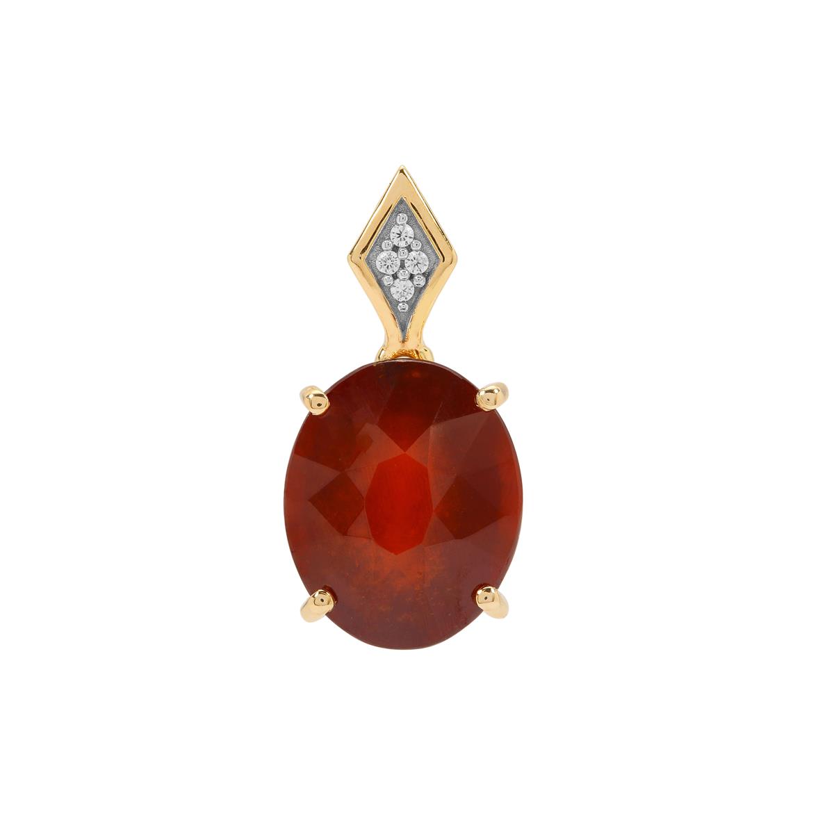 Hessonite Garnet & White Zircon 9K Gold Pendant ATGW 5.35cts | Gemporia