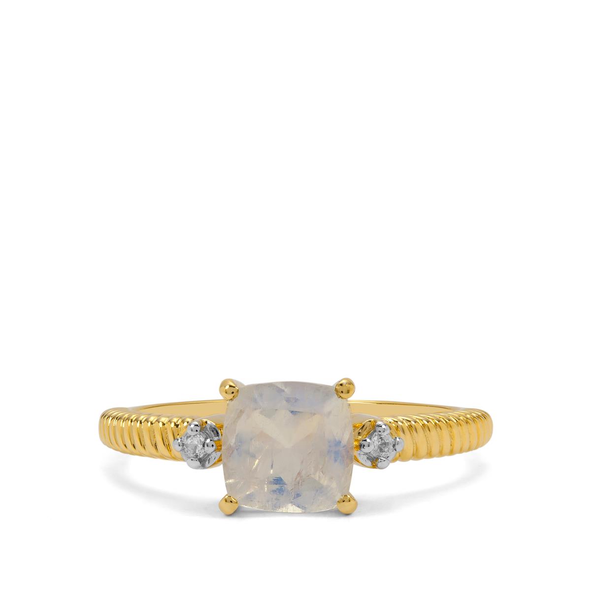 Natural Moonstone and Zircon Sun & Moon Open Ring main image 0