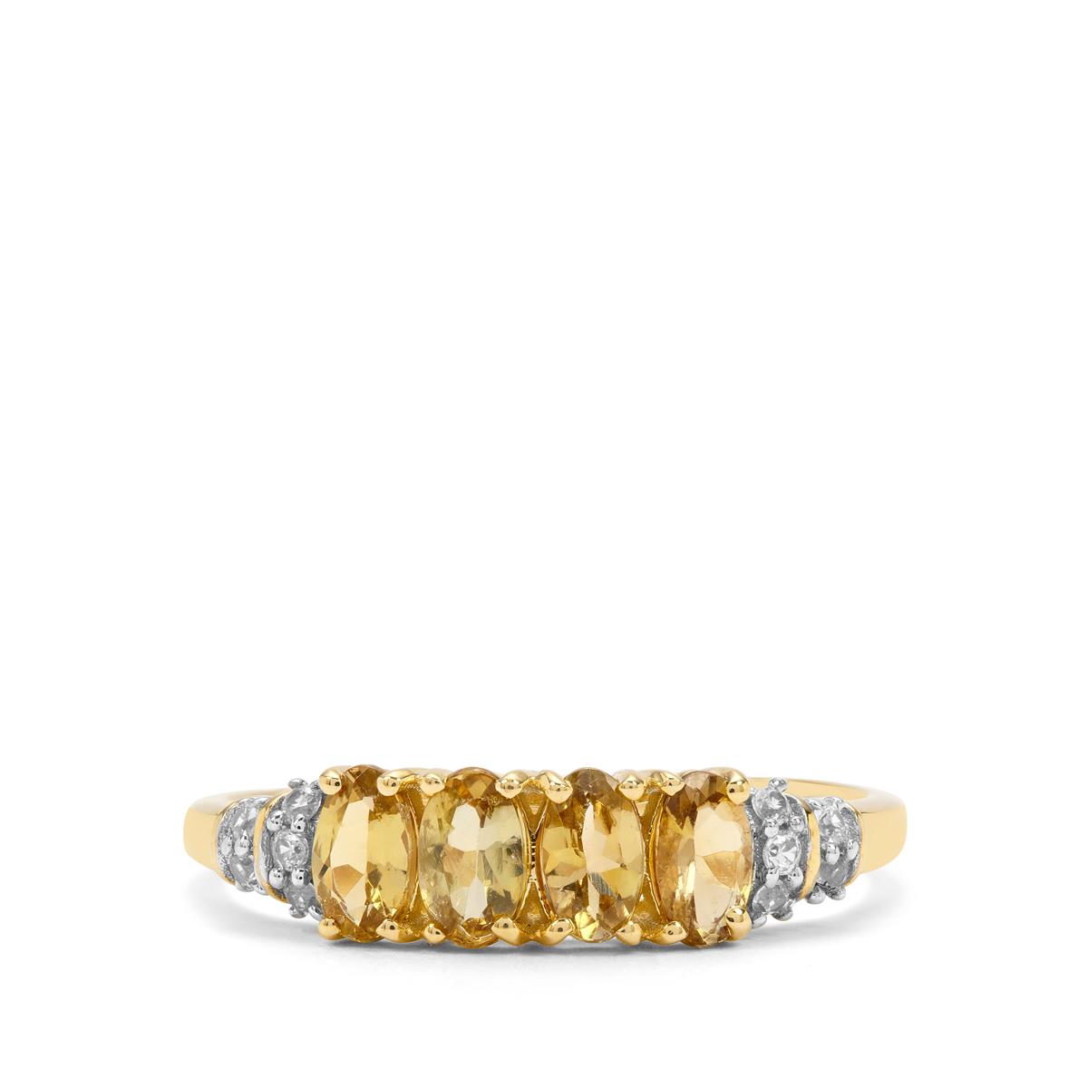 Golden Unheated Tanzanite & White Zircon 9K Gold Ring ATGW 1cts | Gemporia