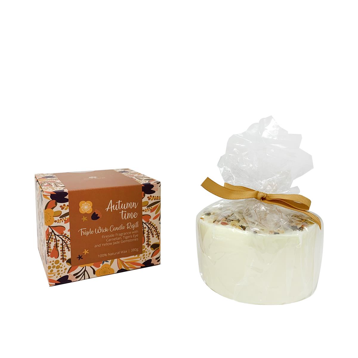 Gem Auras Autumntime Candle Refill Carnelian, Tiger's Eye & Yellow