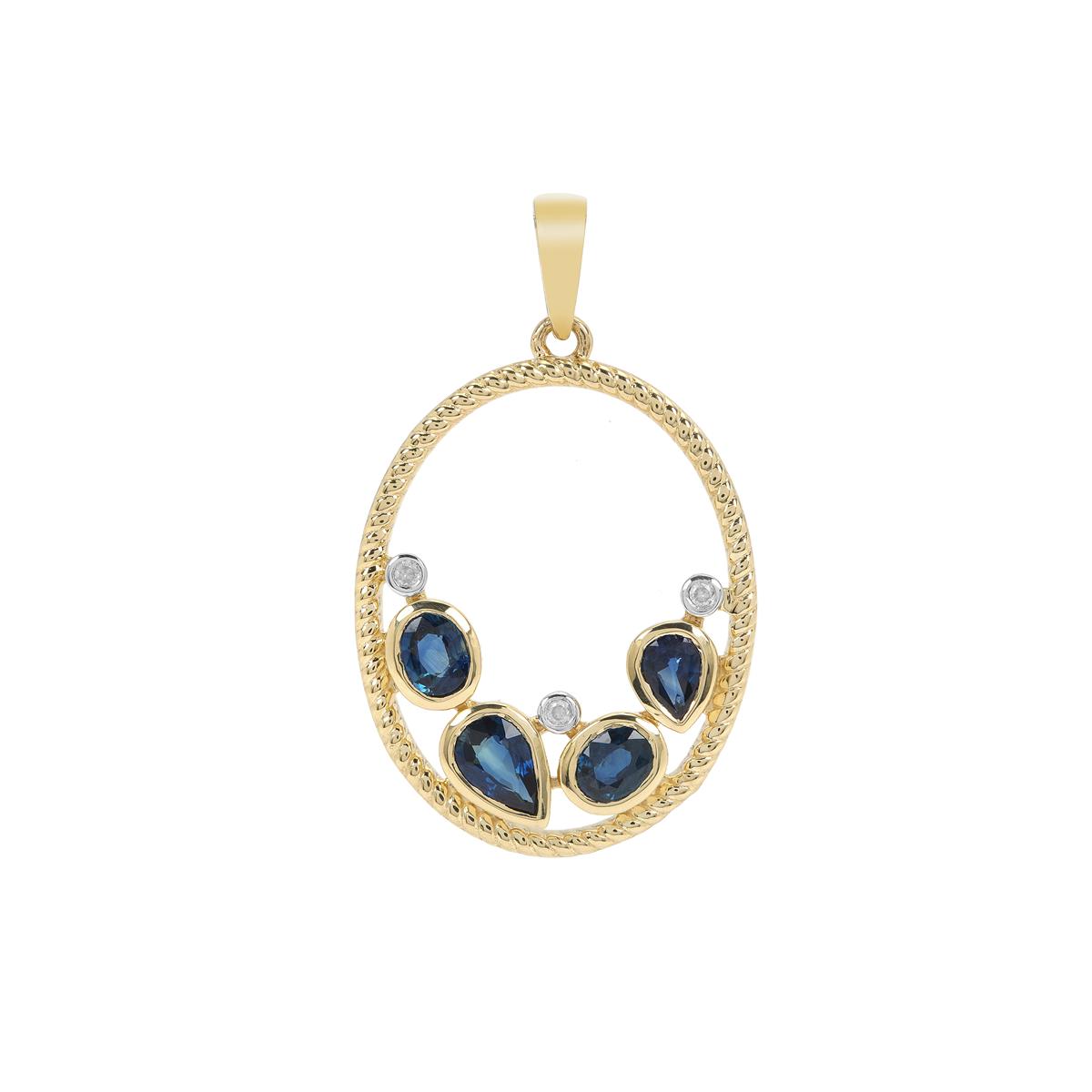 Gem Treasures 3.96ctw Australian Blue Sapphire & Zircon Pendant w/ Chain main image 0