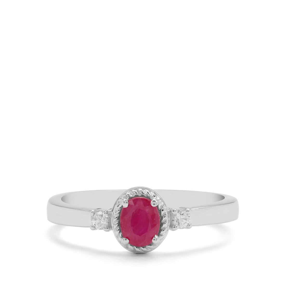 Kenyan Ruby & White Zircon Sterling Silver Ring ATGW 0.55ct | Gemporia