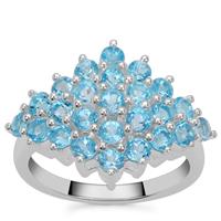 Swiss Blue Topaz Ring in Sterling Silver 2.35cts