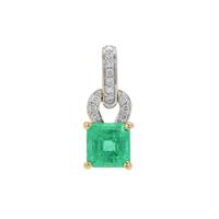 Panjshir Emerald Pendant with Diamond in 18K Gold 0.80ct