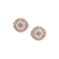 Natural Pink Diamond Earrings with White Diamond in 9K Rose Gold 0.53ct
