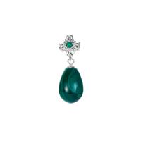 Green Agate, Malachite Pendant with White Topaz in Sterling Silver 13.27cts