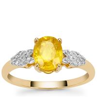 Bang Kacha Yellow Sapphire Ring with White Diamond in 9K Gold 1.95cts