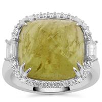 Grossular Ring with White Zircon in Sterling Silver 14.85cts