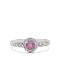 Ilakaka Hot Pink Sapphire Ring with White Zircon in Sterling Silver 0.70ct (F)