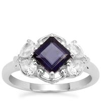 Bengal Iolite Ring with White Zircon in Sterling Silver 1.85cts