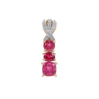 Nigerian Rubellite Pendant with Diamond in 9K Gold 1.05cts