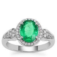Panjshir Emerald Ring with Diamond in Platinum 950 1.75cts 