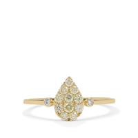 Natural Yellow Diamonds Ring with White Diamonds in 9K Gold 0.36ct