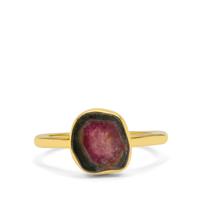 Watermelon Tourmaline Ring in Gold Plated Sterling Silver 1.20cts