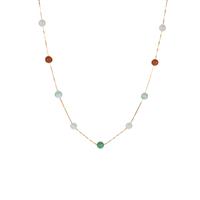 Multi-Colour Jadeite Bead Necklace in Gold Tone Sterling Silver 29cts