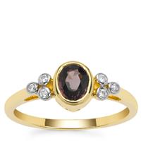Burmese Purple Spinel Ring with White Zircon in 9K Gold 0.85ct