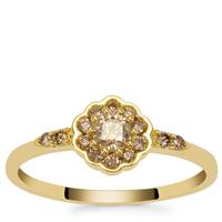 Champagne Diamonds Ring in 9K Gold 0.36ct