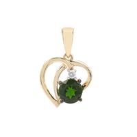 Chrome Diopside Pendant with White Zircon in 9K Gold 1.05ct