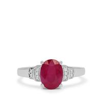 John Saul Ruby Ring with White Zircon in Sterling Silver 2.55cts