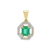 Panjshir Emerald Pendant with Diamond in 18K Gold 0.75ct