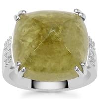 Grossular Ring with White Zircon in Sterling Silver 20.70cts