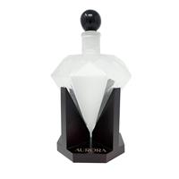 Diamond Glass Decanter and Wooden Stand 