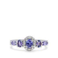 Tanzanite Ring with White Zircon in Sterling Silver 0.95cts
