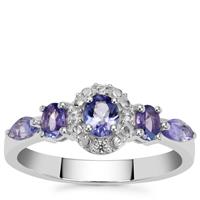 Tanzanite Ring with White Zircon in Sterling Silver 0.95cts