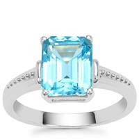 Swiss Blue Topaz Ring in Sterling Silver 3.85cts