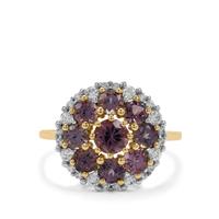 Mahenge Purple Spinel Ring with White Zircon in 9K Gold 2.60cts