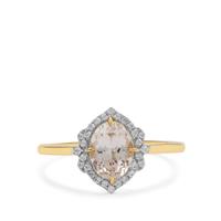 Rose Danburite Ring with White Zircon in 9K Gold 1.40cts