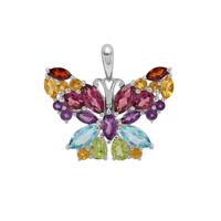 Multi Colour Gemstone Pendant in Sterling Silver 2.8cts