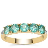 Botli Green Apatite Ring with White Zircon in 9K Gold 1.50cts
