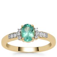 Botli Green Apatite Ring with White Zircon in 9K Gold 1cts