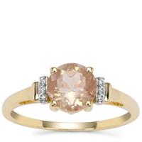 Padparadscha Oregon Sunstone Ring with White Zircon in 9K Gold 1.27cts