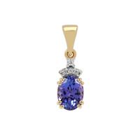 AAA Tanzanite Pendant with White Zircon in 9K Gold 1.20cts