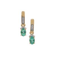 Botli Green Apatite Earrings with White Zircon in 9K Gold 1.25cts