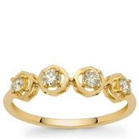 Natural Yellow Diamond Ring in 9K Gold 0.26ct