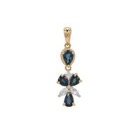 Natural Nigerian Blue Sapphire Pendant with White Zircon in 9K Gold 1.70cts